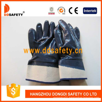 Blue Nitrile Fully Coated Jersey Liner Safety Cuff Work Glove Dcn308